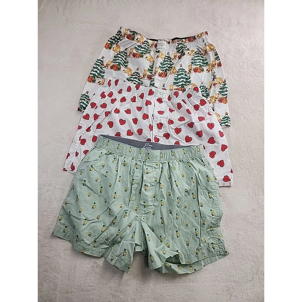 Men's Cotton Boxers Lot 3 American Eagle And J Crew Med 32-34